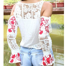 Embroidered white blouse/ long sleeves