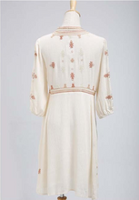 Beige boho short embroidered dress