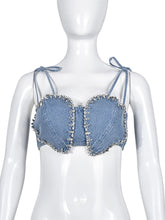 Mary Diamonds Lace-Up Crop Top