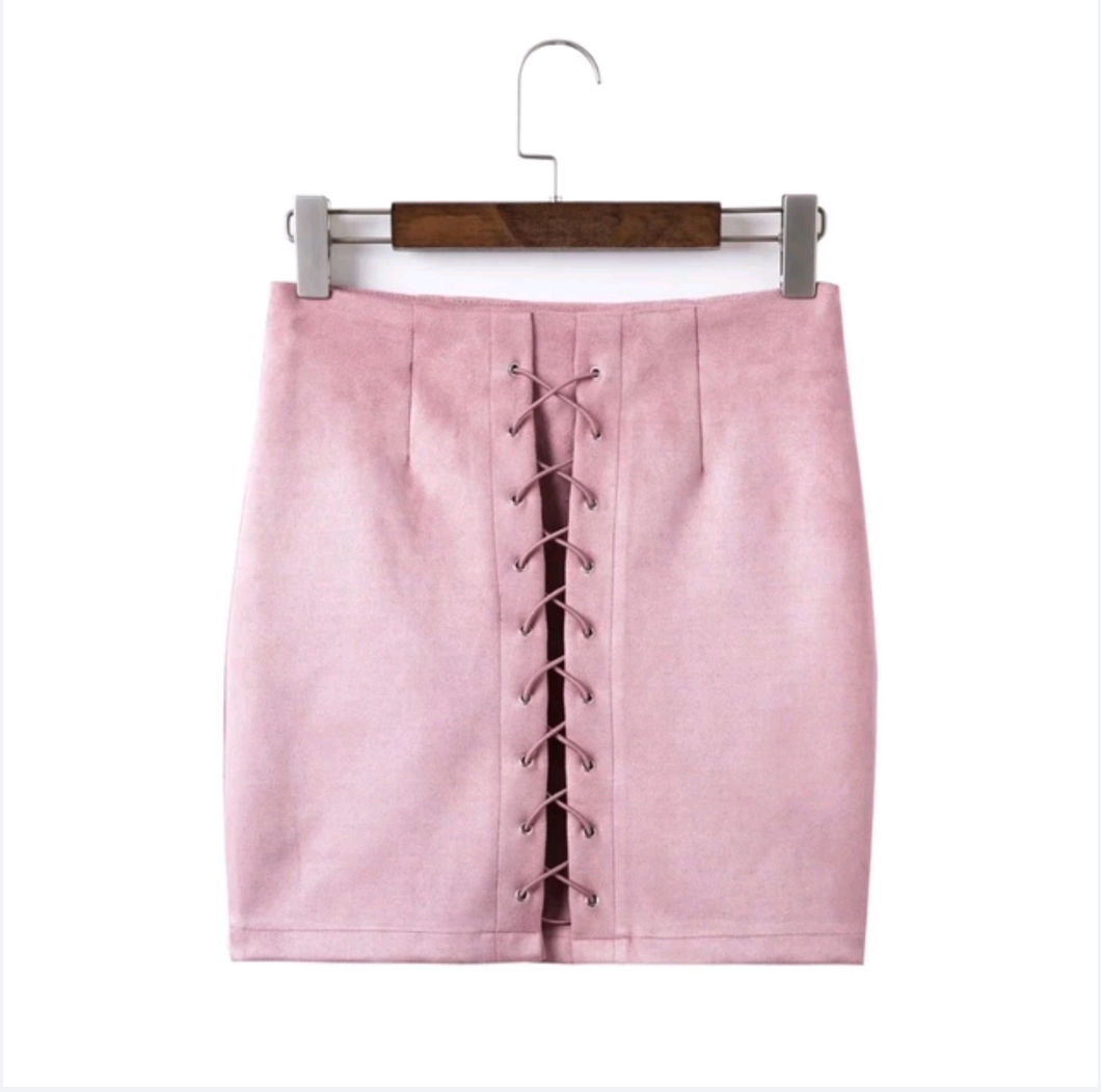 Suede pink skirt – RUNWAY