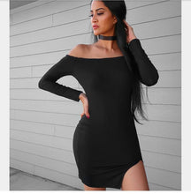 Off shoulder black dress/ long sleeves