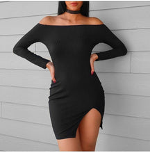 Off shoulder black dress/ long sleeves